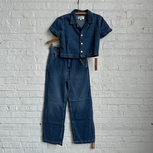 NWT Reformation Nava Denim Two Piece Set Size 2